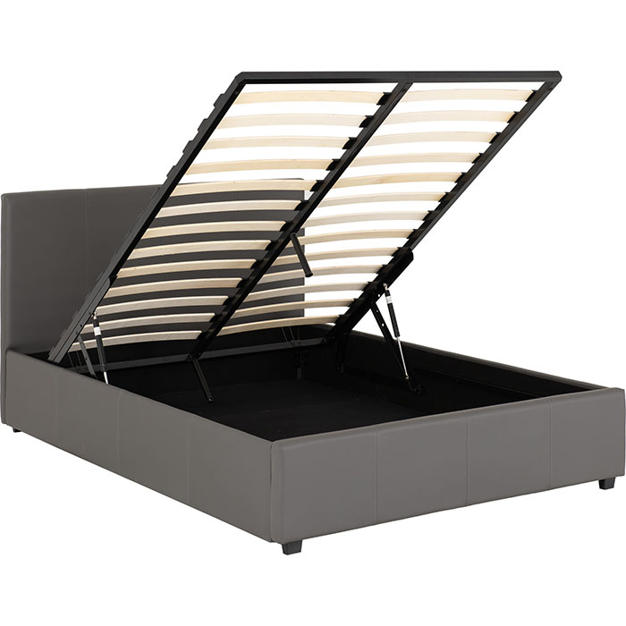 Prado Plus 5' Storage Bed In Black Or Grey Faux Leather - Click Image to Close